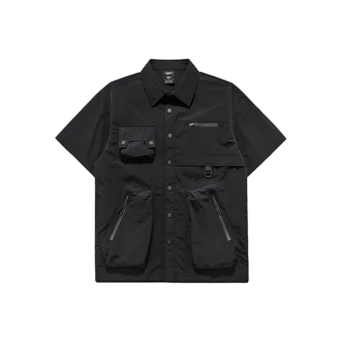 VIP Однотонный Рабочий стиль MULTI Карман Стильный Короткий Рукав Рубашка Мужская