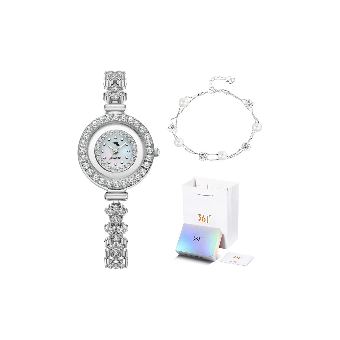 361° Кварцевый механизм металлический ремешок женские часы жемчужная раковина цвет циферблата