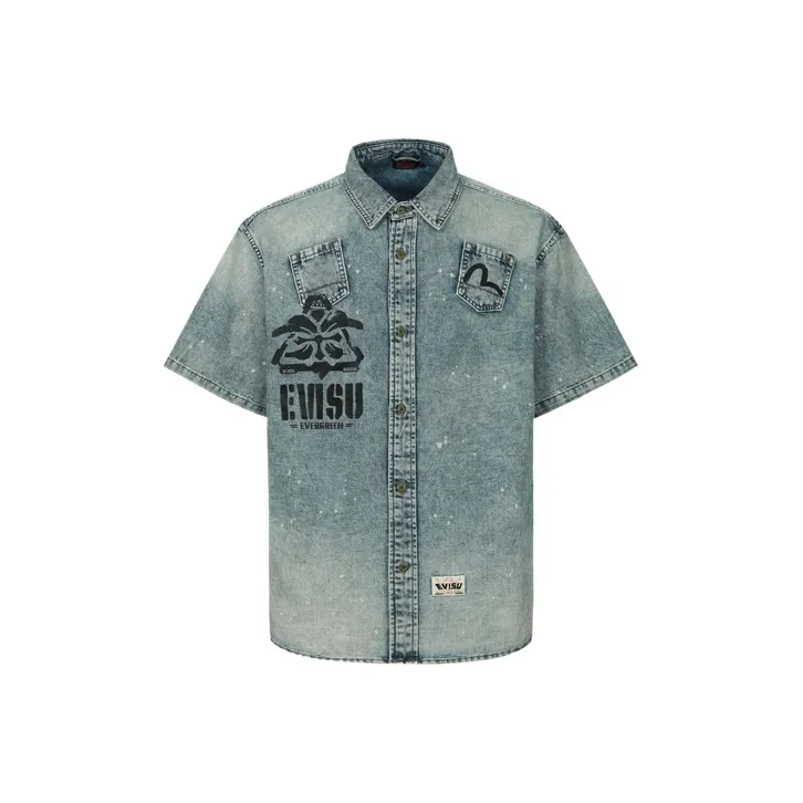 EVISU Shirts Men's Denim Blue