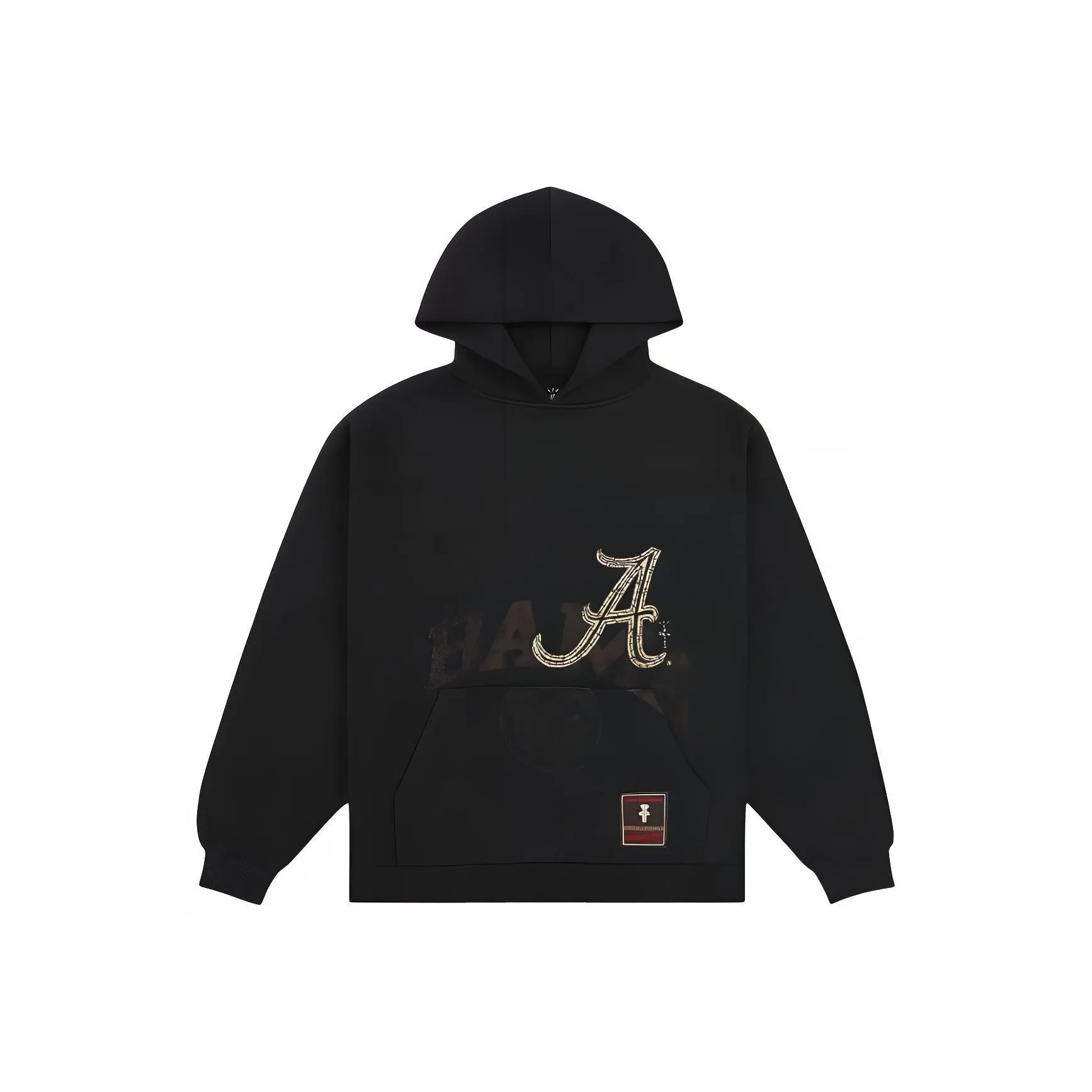 Travis Scott X Mitchell Ness Коллаборация SS24 Университетский OF Alabama Логотип Толстовка Унисекс Черный