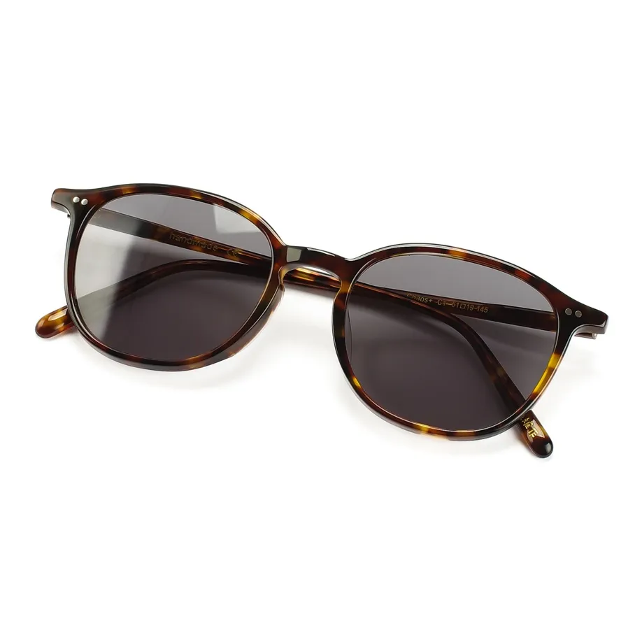 QINGZHIZUO Пластиковая оправа OVAL SUNGLASSES Унисекс Черепаховый Цвет кардамона