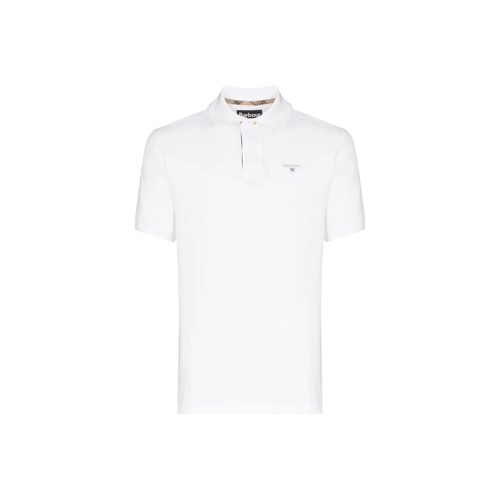 BARBOUR Tartan Trim Cotton Piqué Polo Shirt