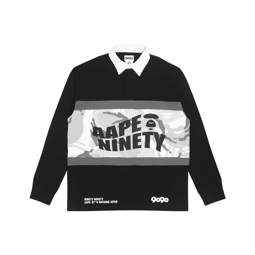 Bape X 9090 Camo Long Sleeves Rugby Polo