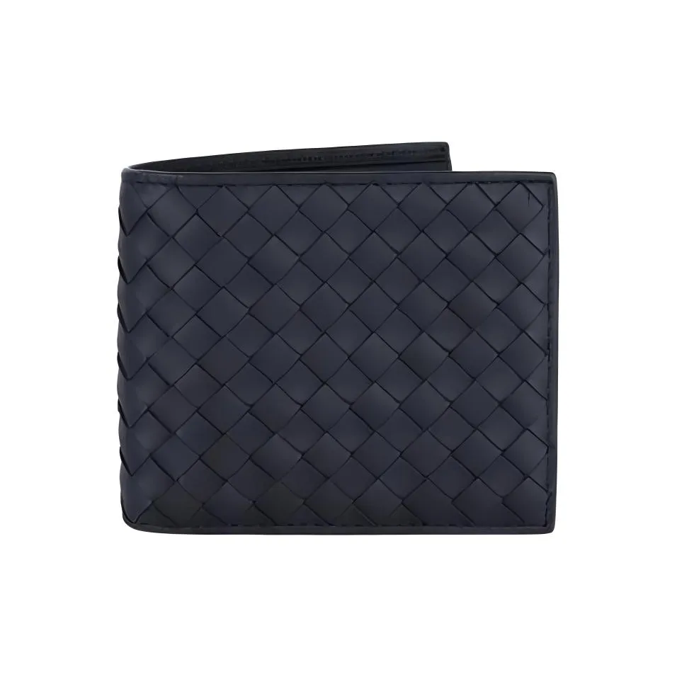 Bottega Veneta Leather Wallet Men Blue