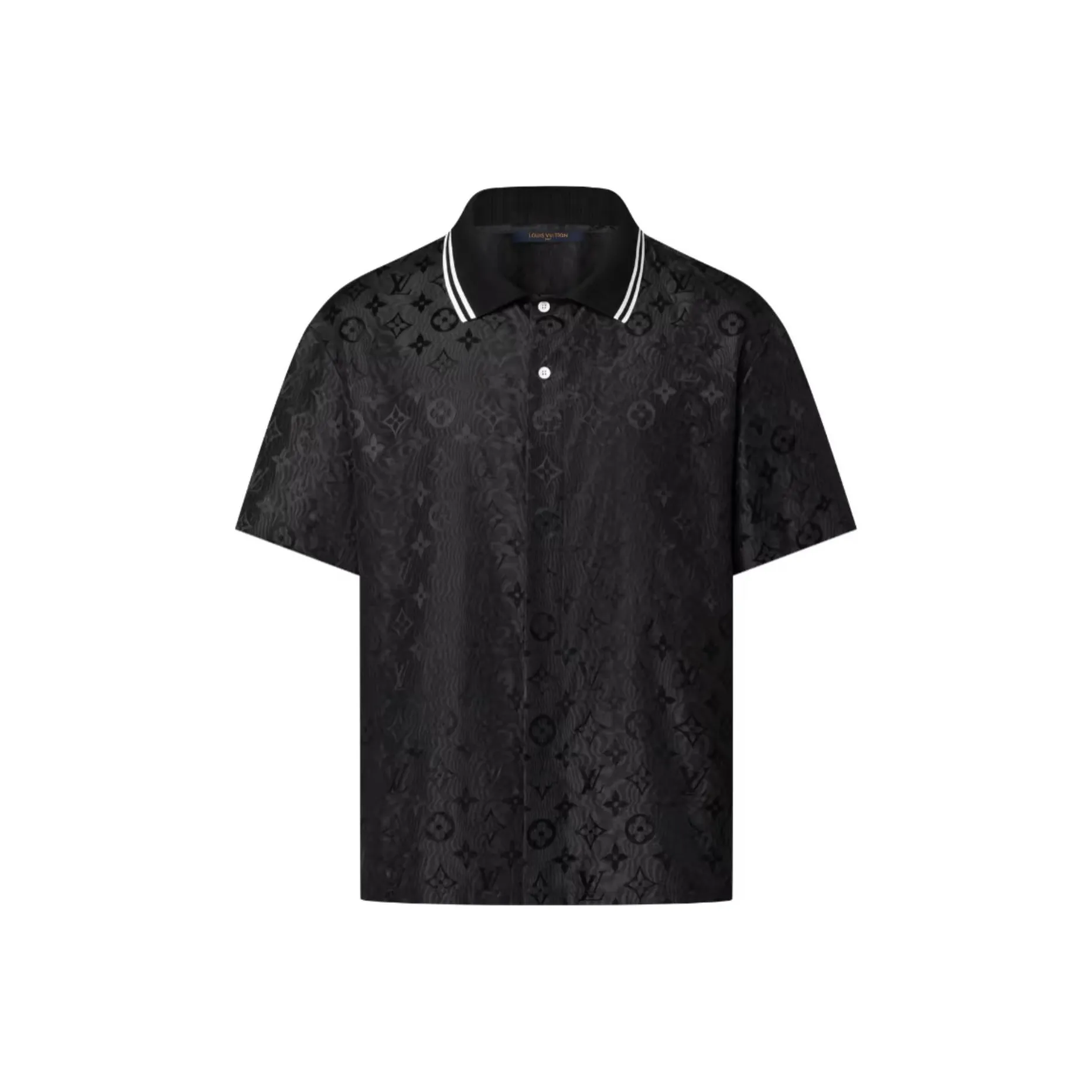 LOUIS VUITTON Monogram Moire Jacquard Short Sleeved Silk Shirt