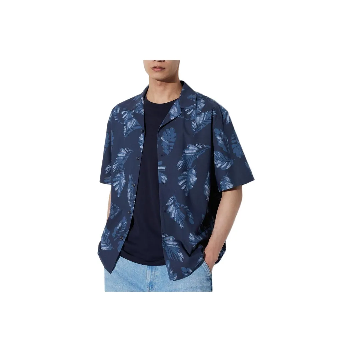 UNIQLO Темно-синяя унисекс рубашка