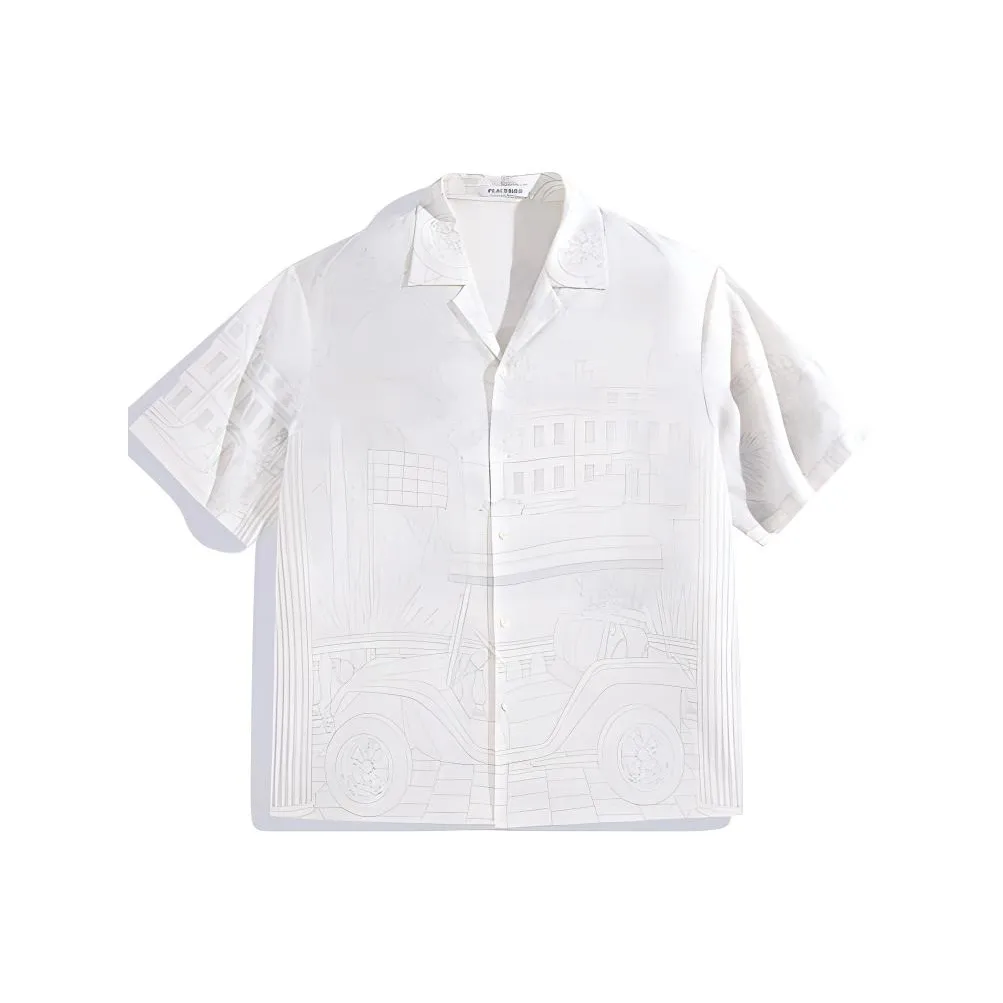 PEACEBIRD MEN Белый 1 Свободный крой Мужские рубашки