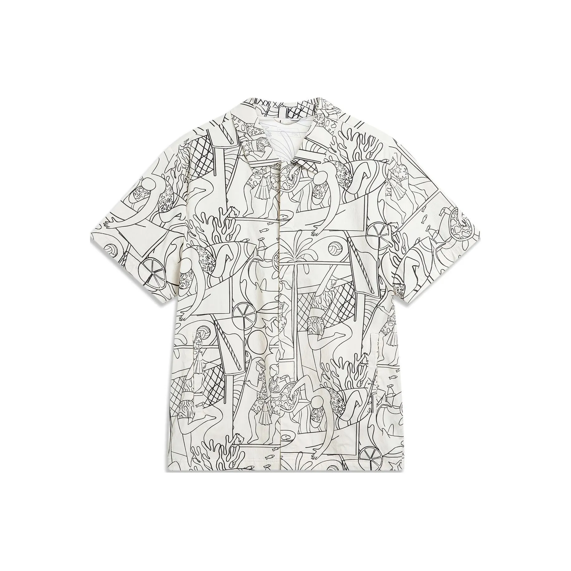 LiNing Sports Life Collection Shirt Men's Black And White Combination Print