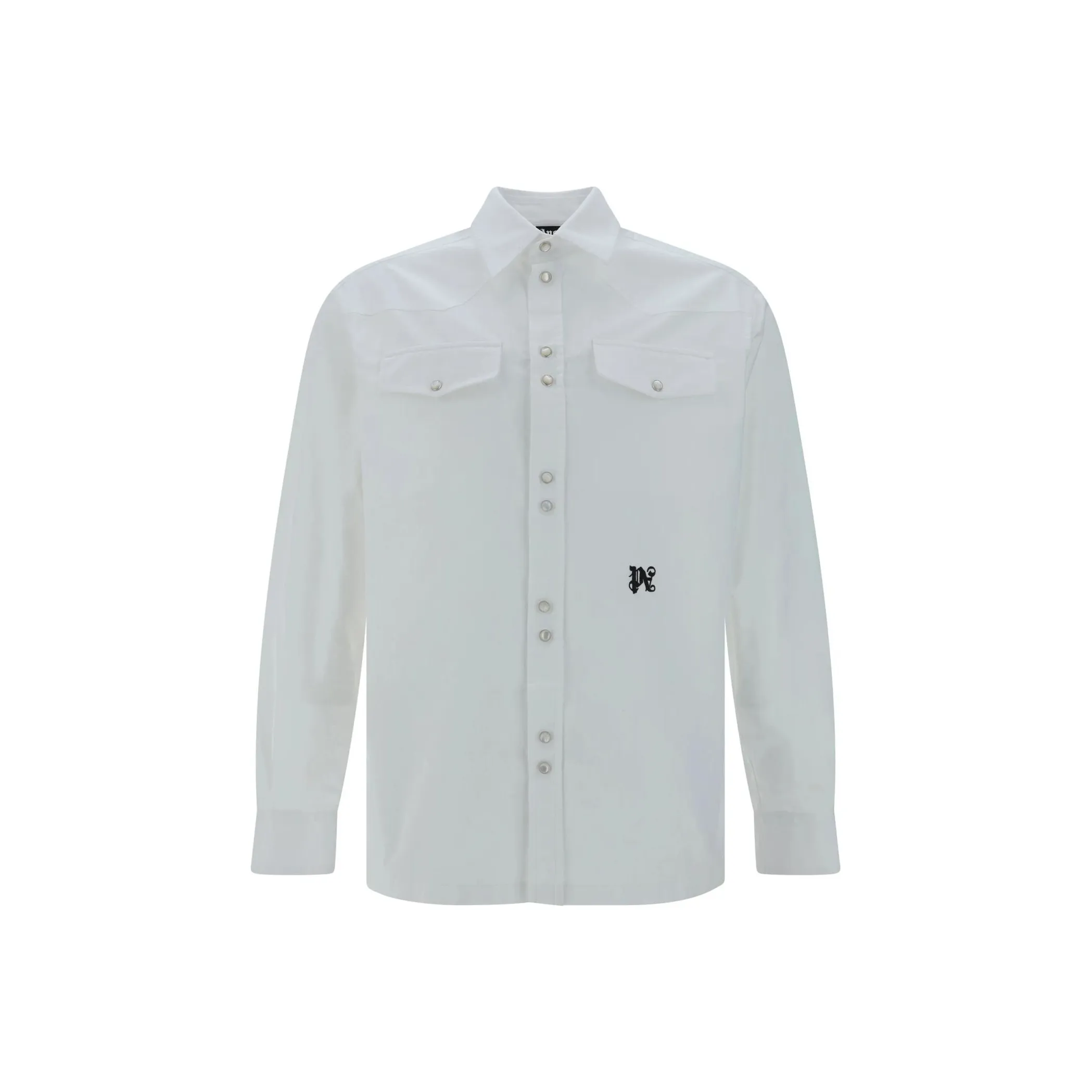PALM ANGELS Monogram Embroidered Streight Hem Shirt