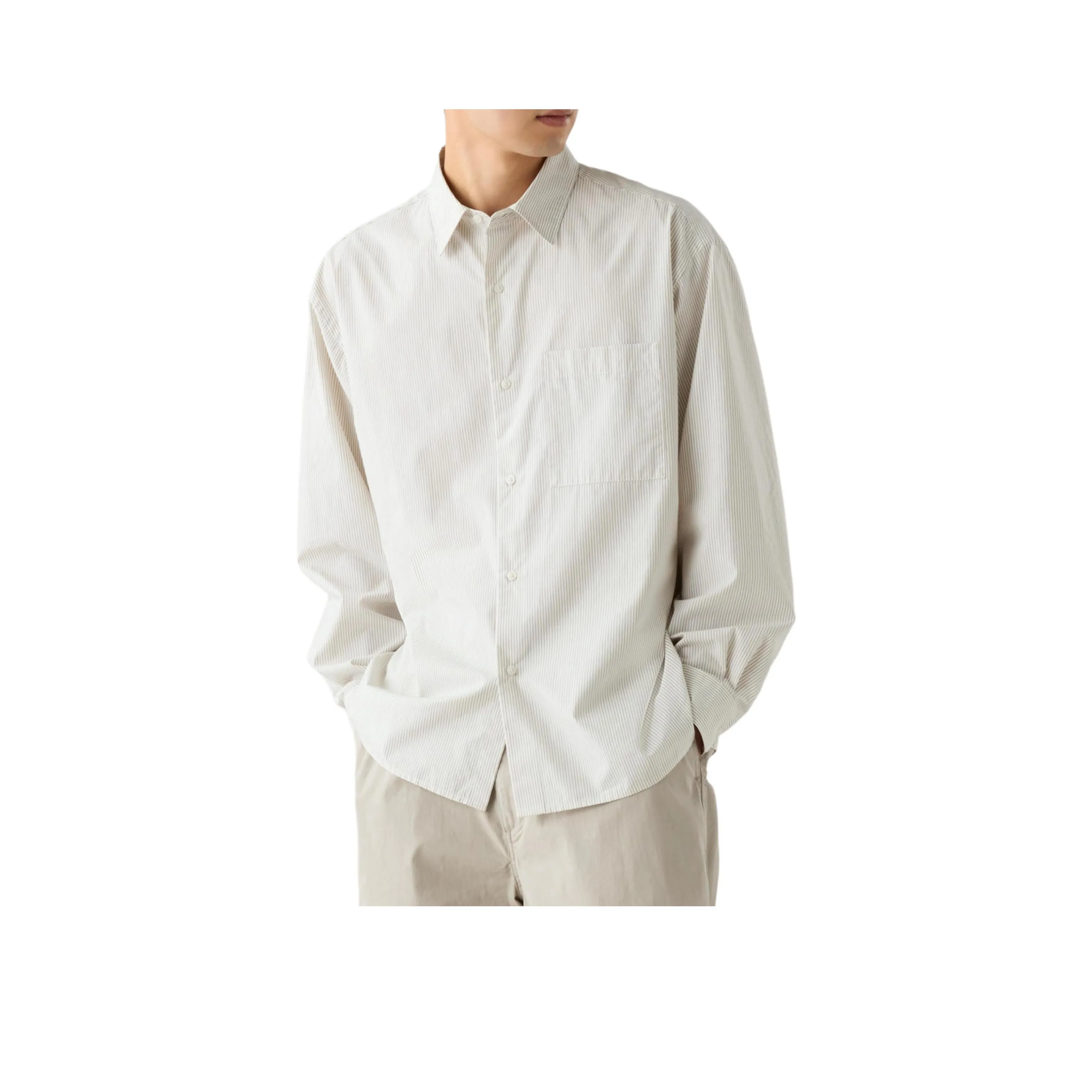 UNIQLO Сливочный Унисекс Рубашки