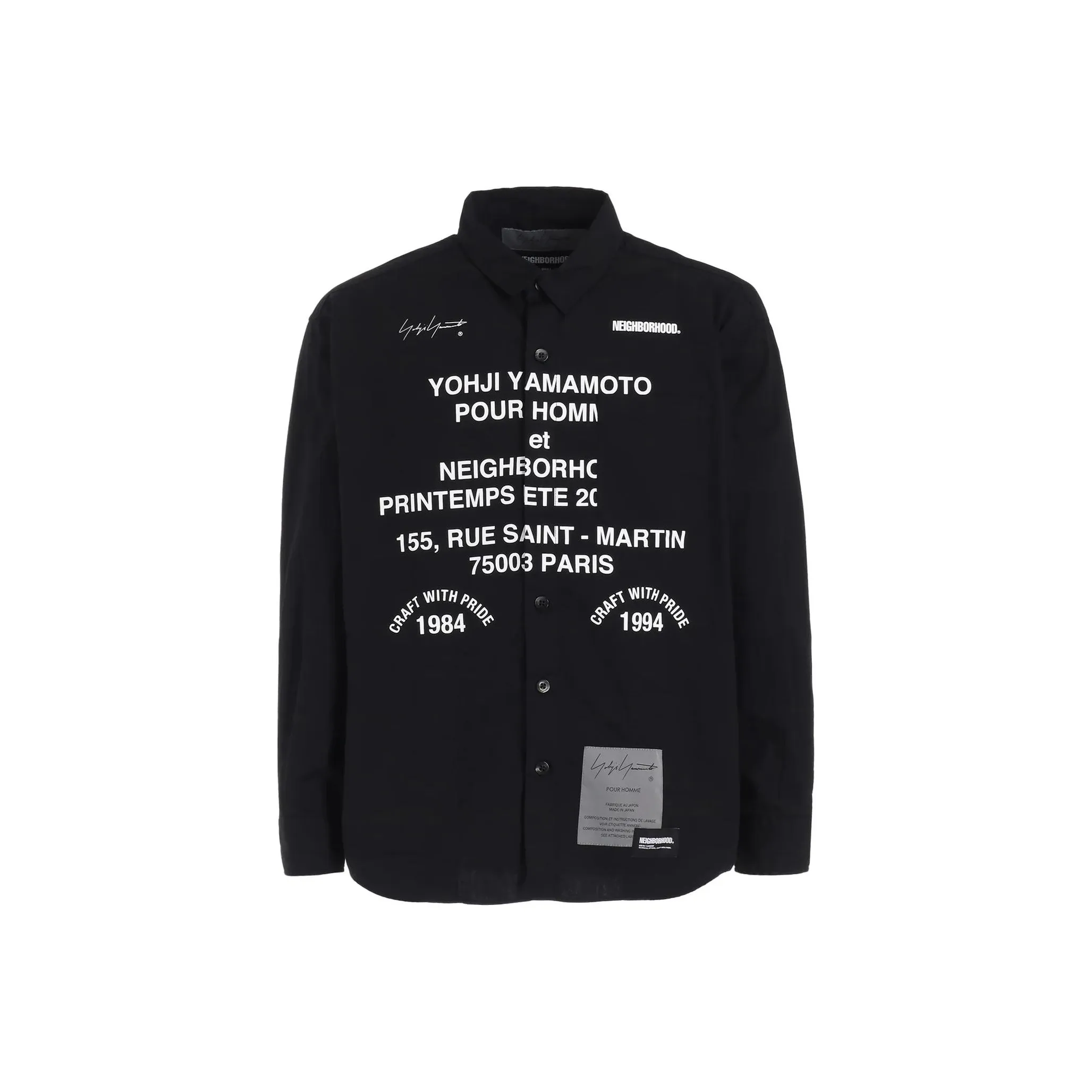 Yohji Yamamoto x NEIGHBORHOOD совместная линия Pour Homme FW24 Рубашка Мужская Черная