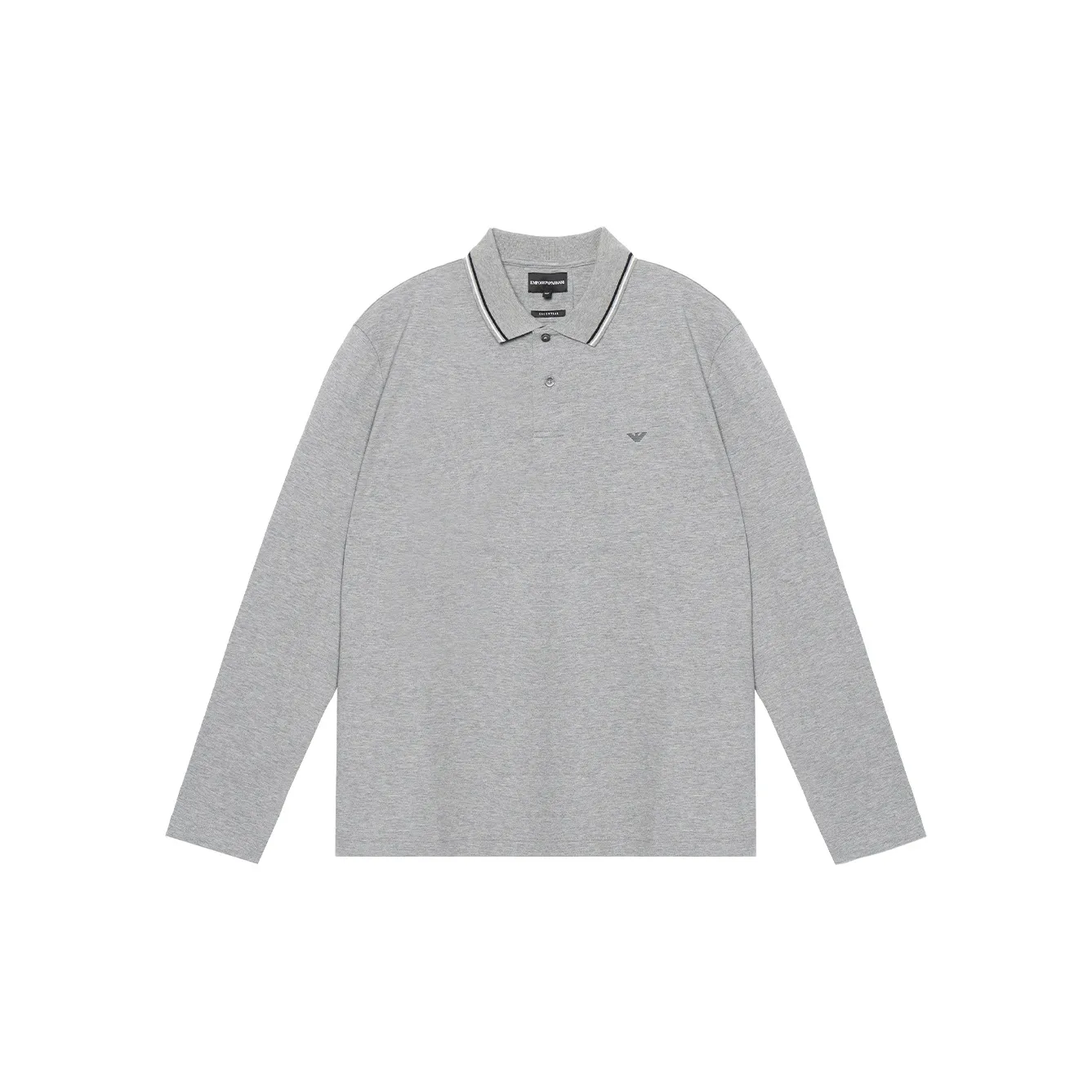 EMPORIO ARMANI Micro Eagle Embroidered Long Sleeved Polo Shirt