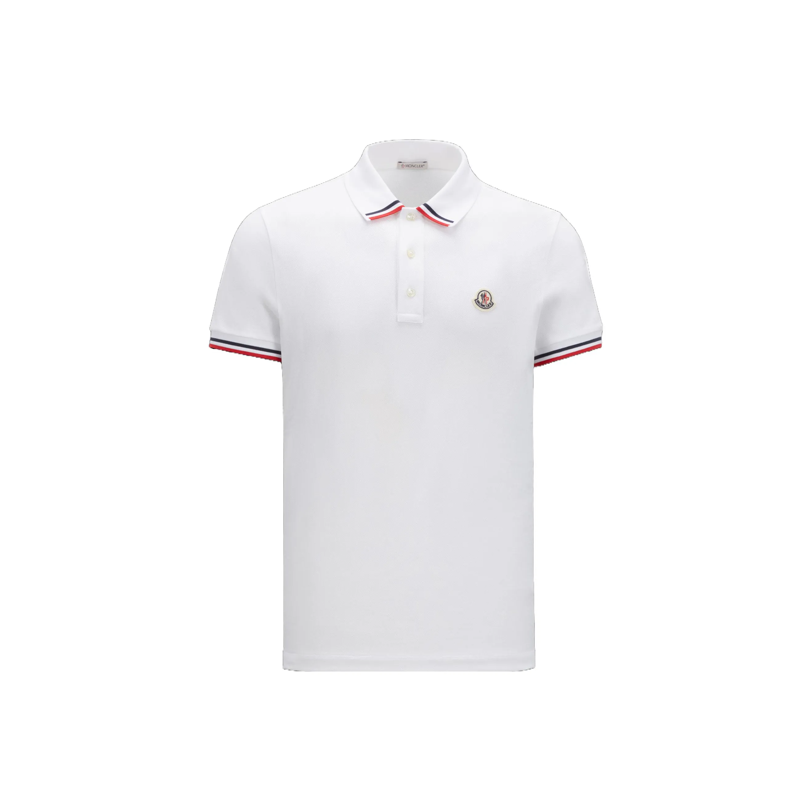 Moncler Logo Patch Short-Sleeved Polo Shirt White