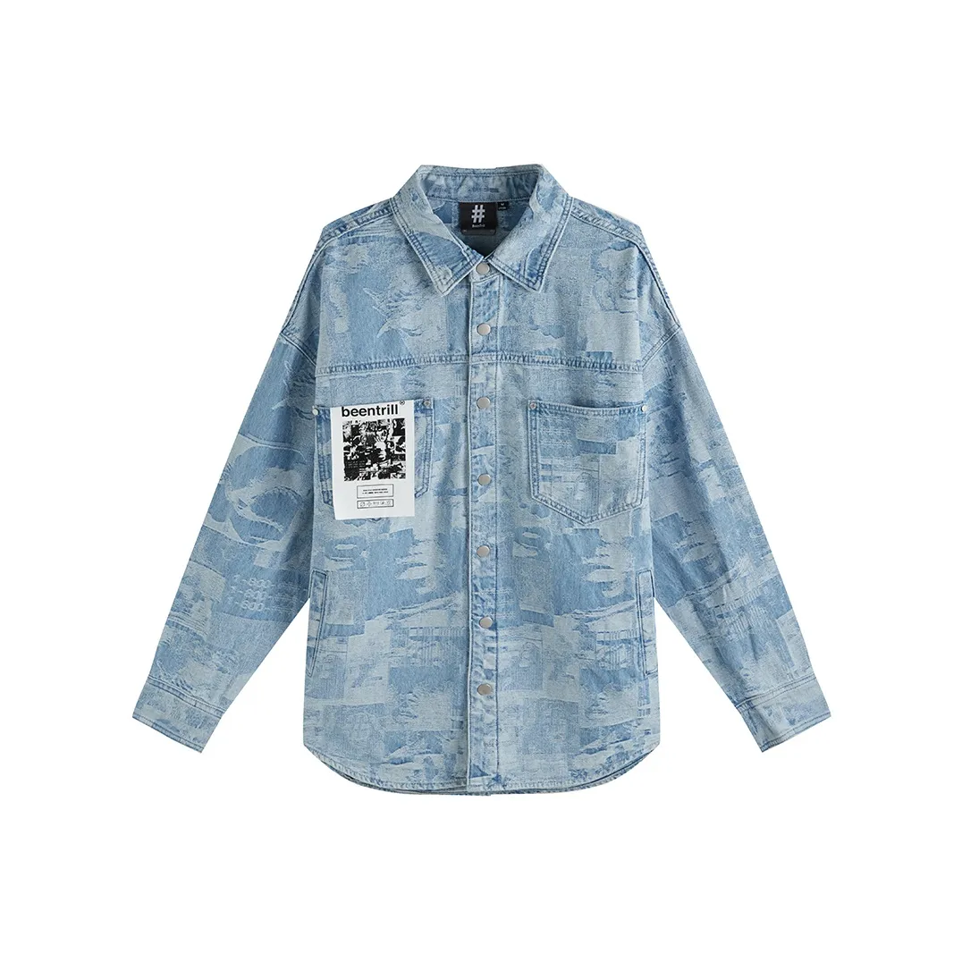 FUN x BEENTRILL Рубашка Мужская Джинсово-синяя