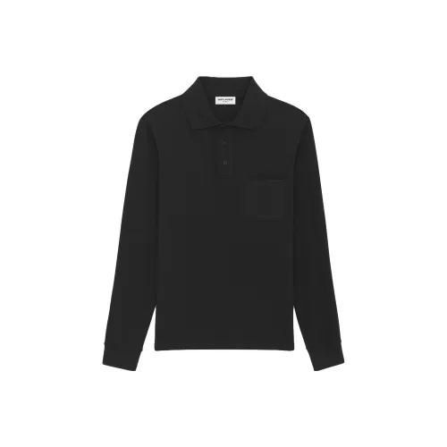 SAINT LAURENT Мужское поло черного цвета