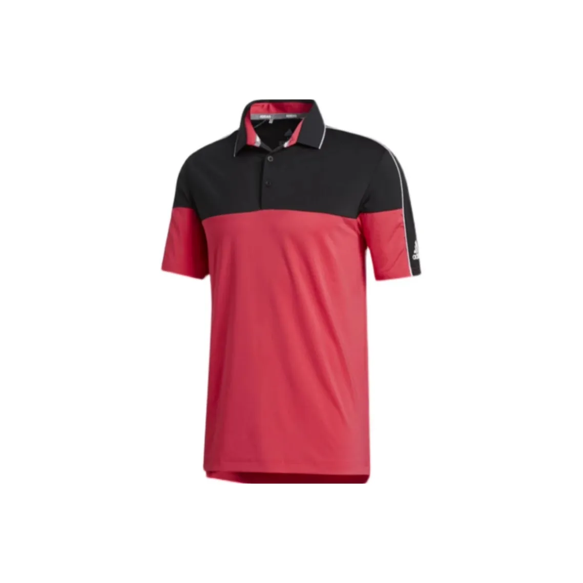 Adidas Поло Мужское Черное Ярко-Розовое Красное