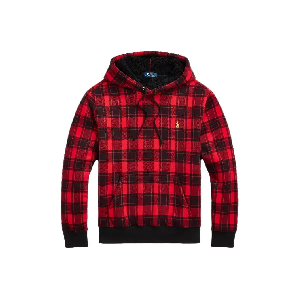 Polo Ralph Lauren Клетка PILE Флис Толстовка Толстовка Мужской Красный