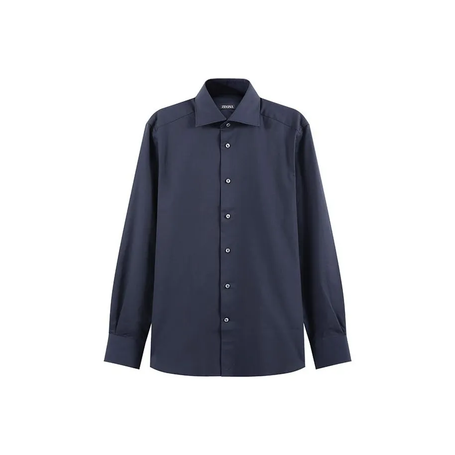 Zegna SS24 Рубашка Мужская Темно-синяя