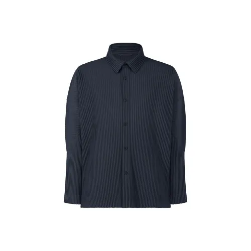 Homme Plissé Issey Miyake Темно-синие Мужские Рубашки