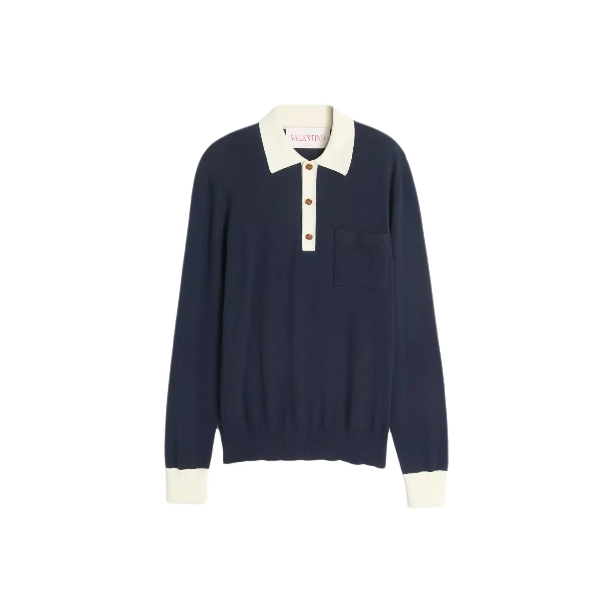 Valentino Button Detailed Long Sleeved Polo Shirt