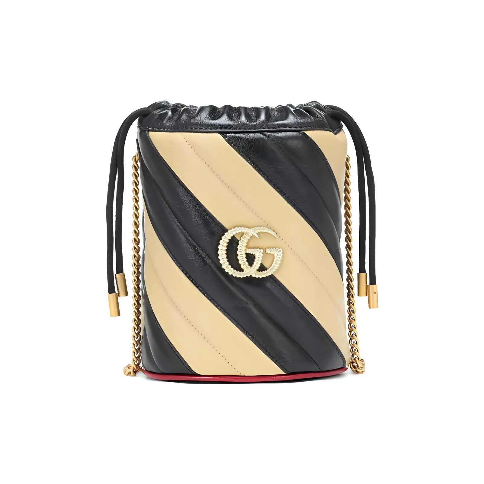 GUCCI GG Marmont Leather Bucket Bags Shoulder Bag Crossbody Bag Handbag Mini Women's Black/Beige