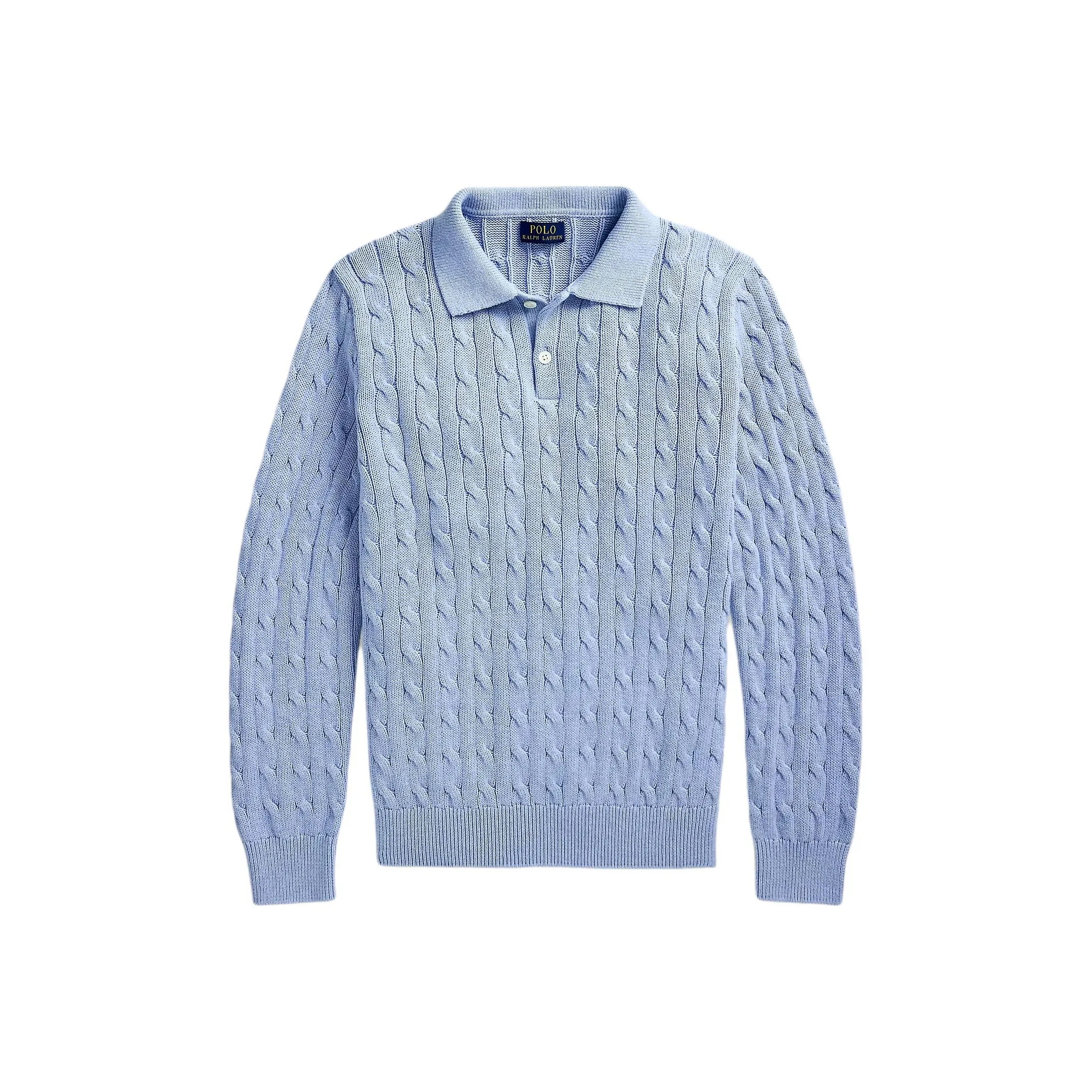 Polo Ralph Lauren Cable Knit Cotton Polo Collar Polo Shirt Men's Blue