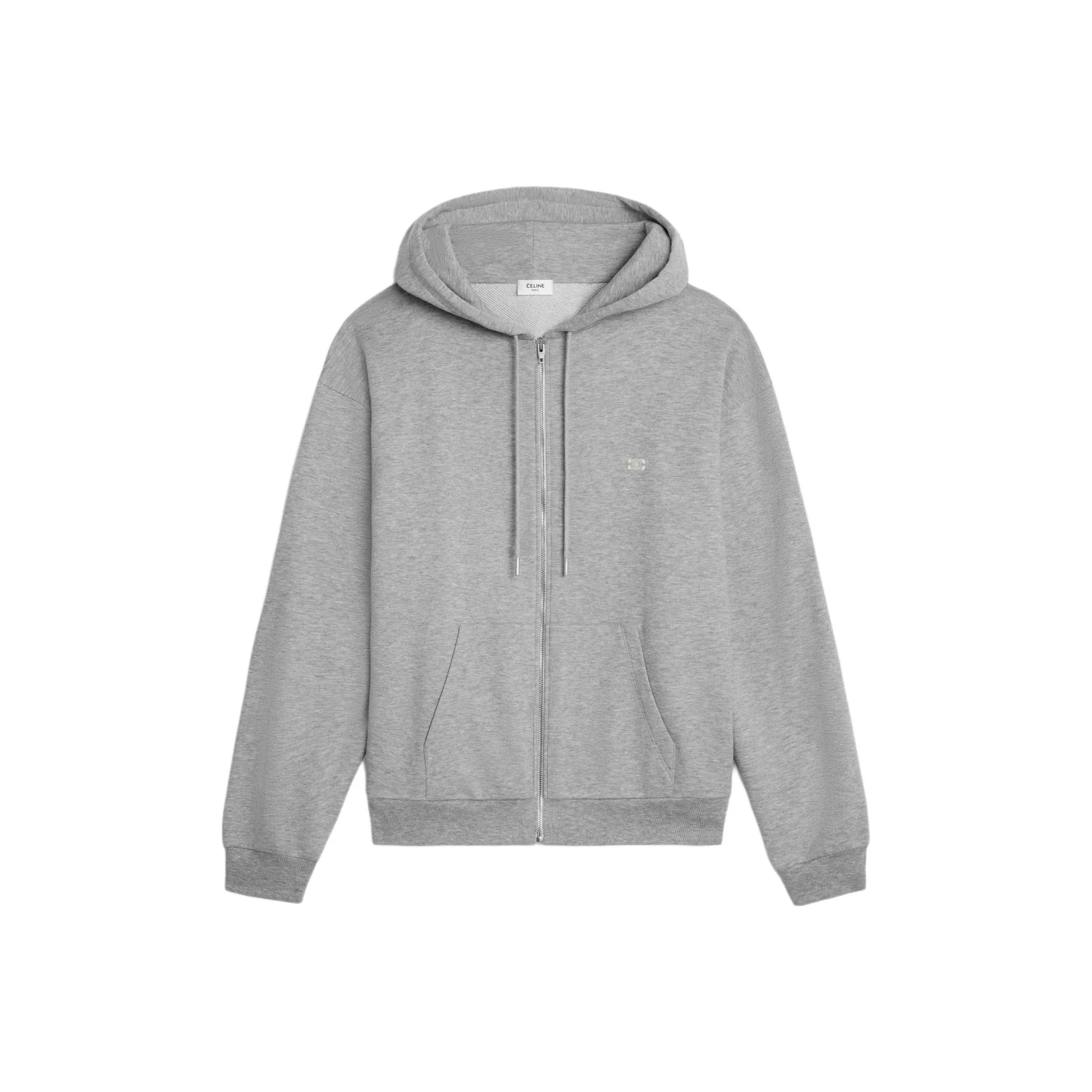 CELINE Triomphe Loose Zipped Hoodie In Cashmere Cotton