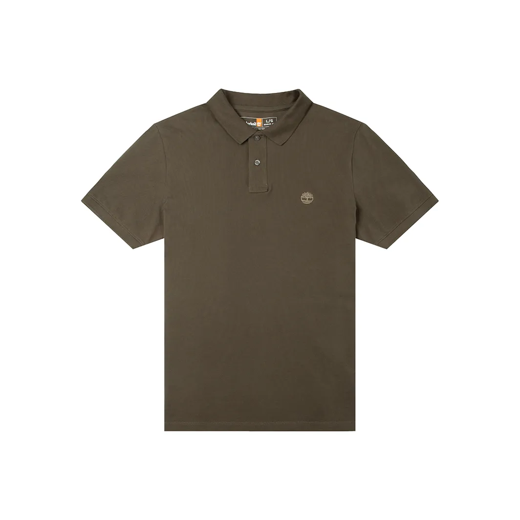 Timberland SS25 Поло Мужское Темно-оливково-зеленый