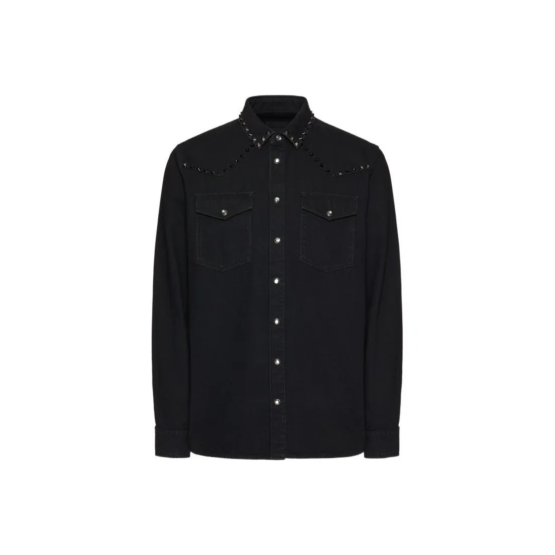 Valentino Stud Embellished Long Sleeved Denim Shirt