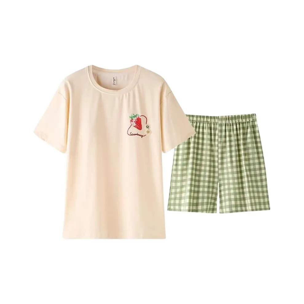 ZAO FU NIAO Пижамный комплект Женский Абрикос Клубника