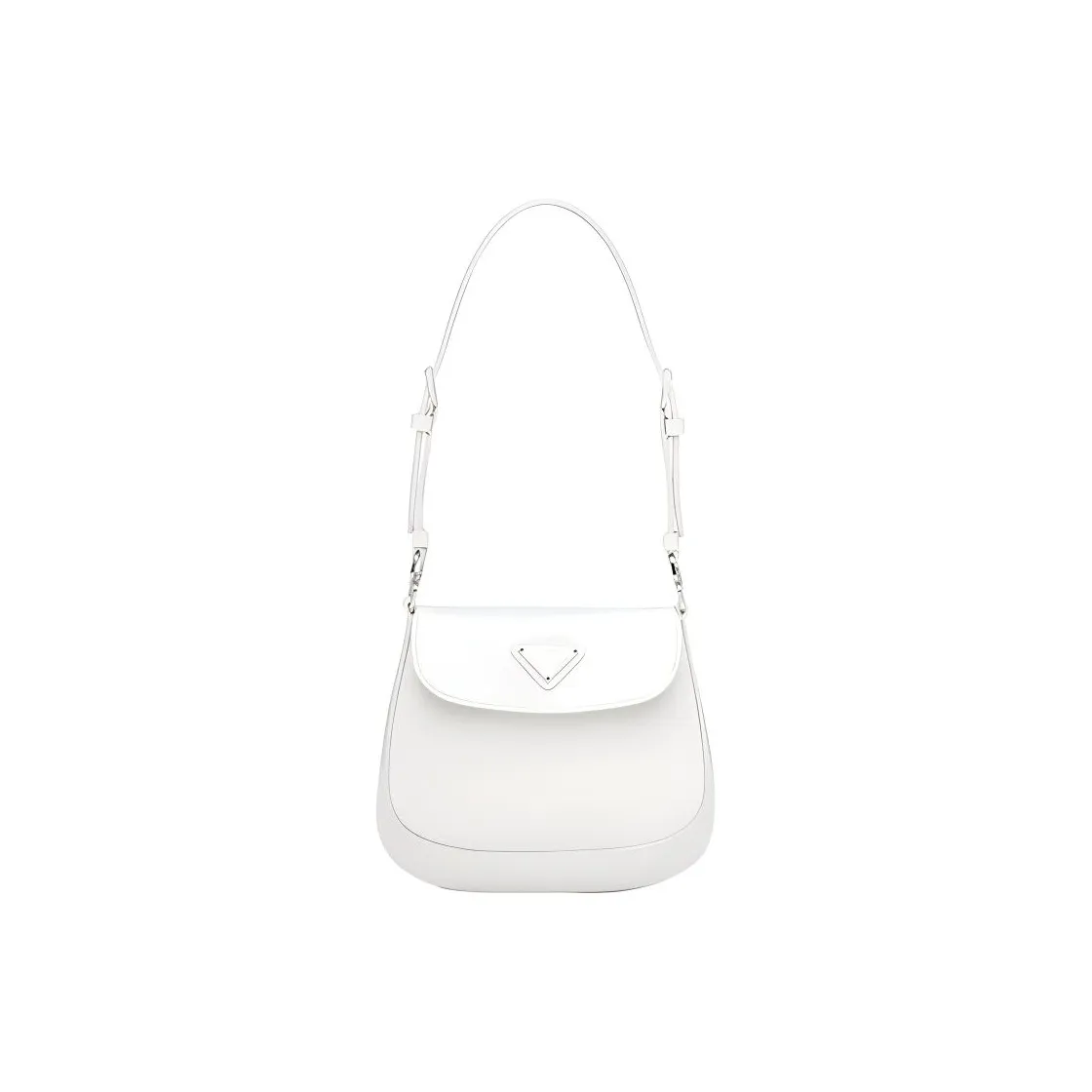 PRADA Cleo Shiny Leather Crossbody Bag, Shoulder Bag Mini Women's White