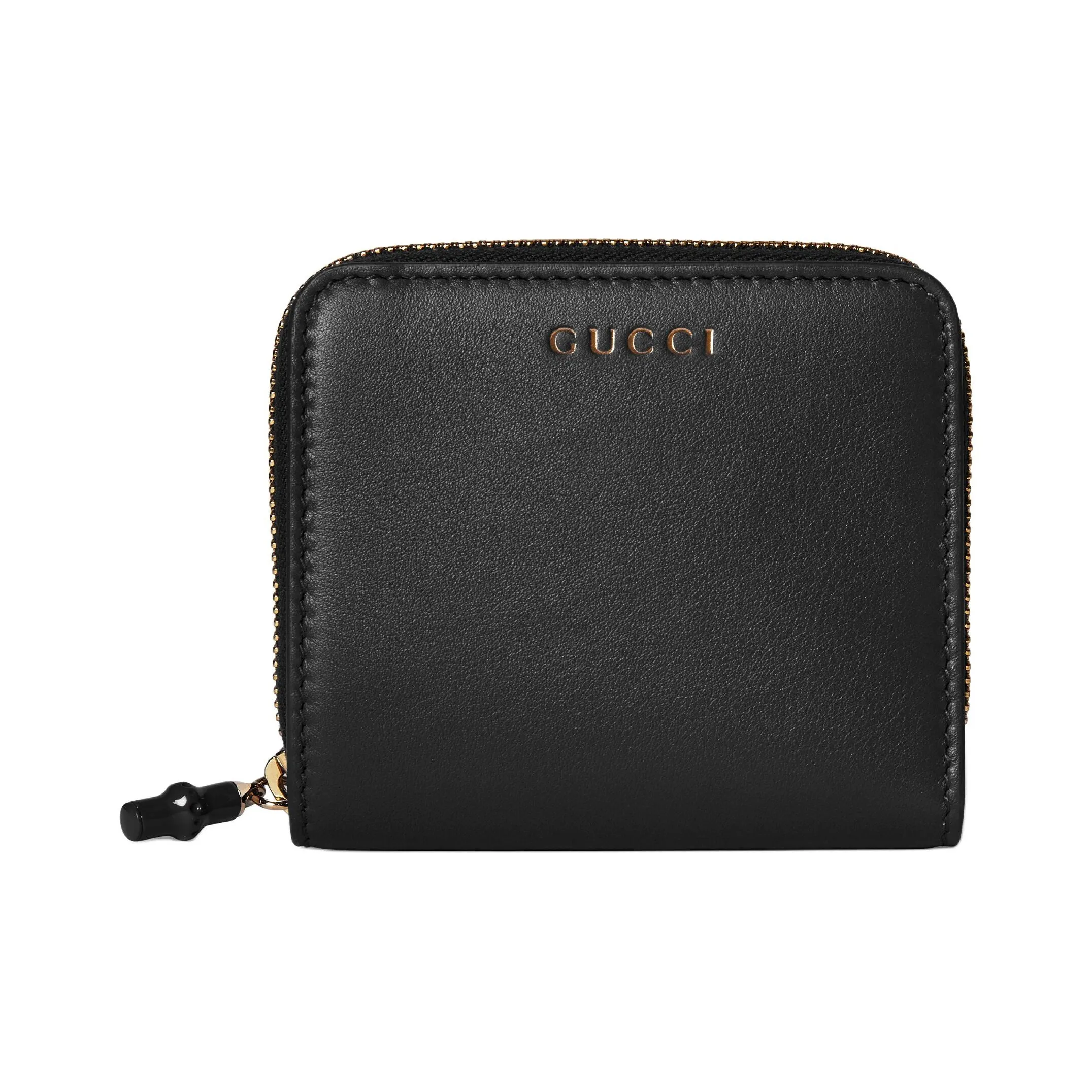 GUCCI Soft Leather Wallet Small Size Women's Black