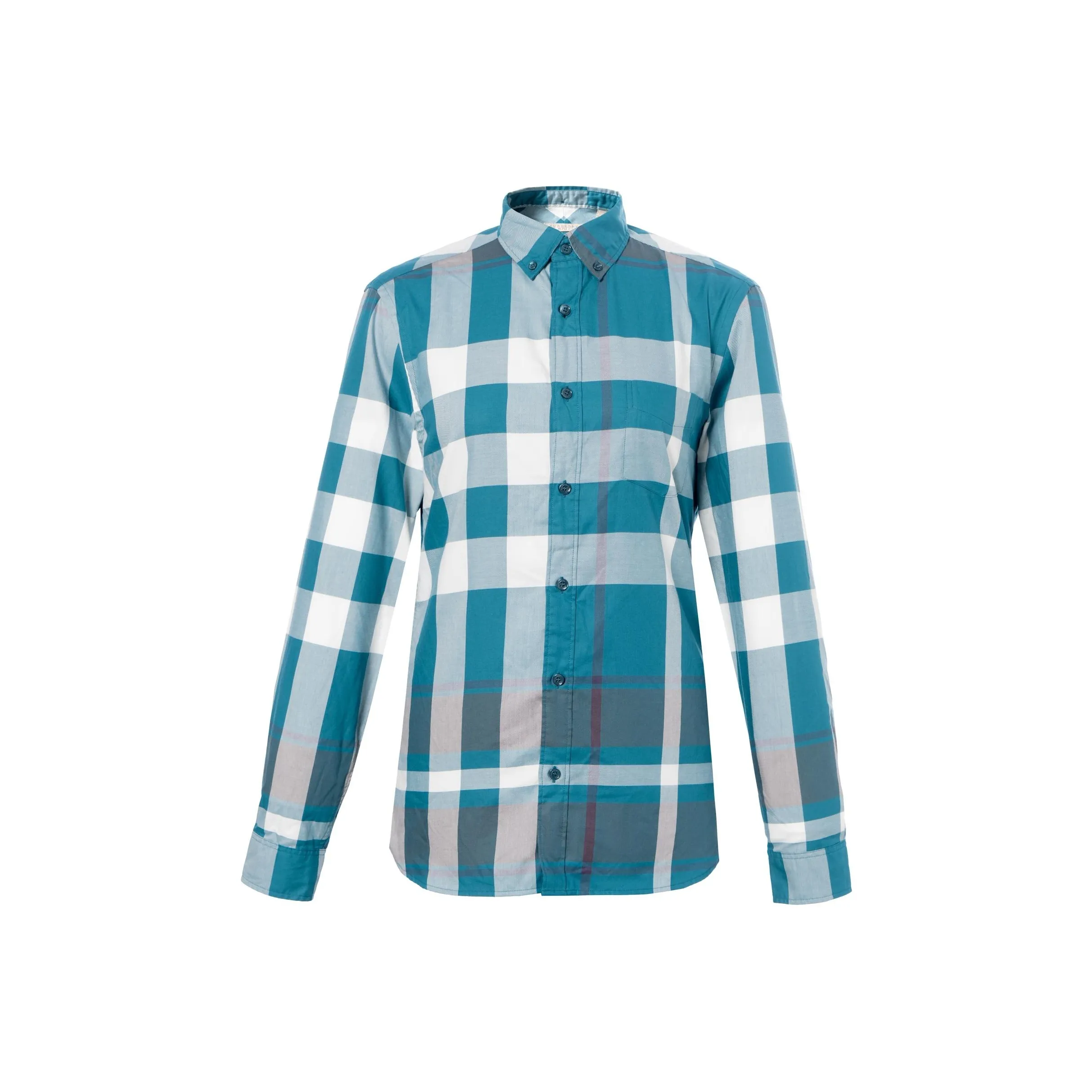 Burberry Men's Check Button-Up Long-Sleeve Shirt Green
