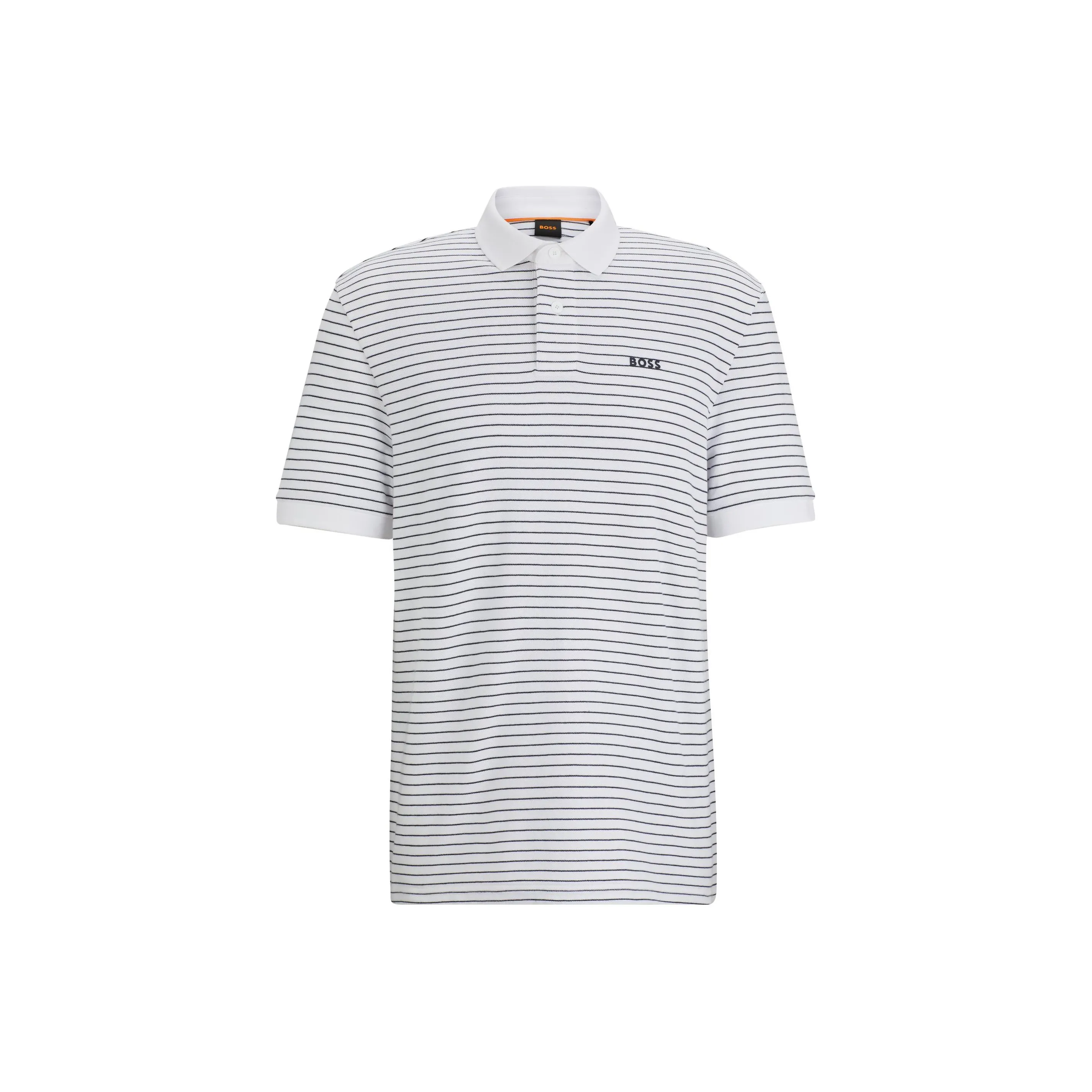 Hugo Boss FW23 Relaxed Fit Хлопок Пике Поло с Горизонтальными Полосками Поло Мужское Белое