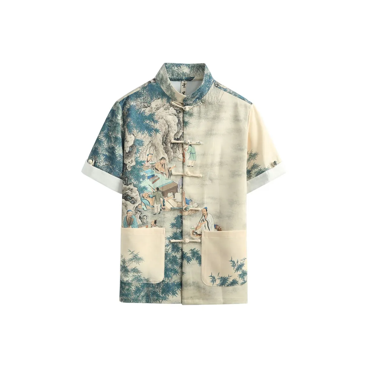 XUANSHENG Рубашка Мужская Бамбук Лес Семь Мудрецов