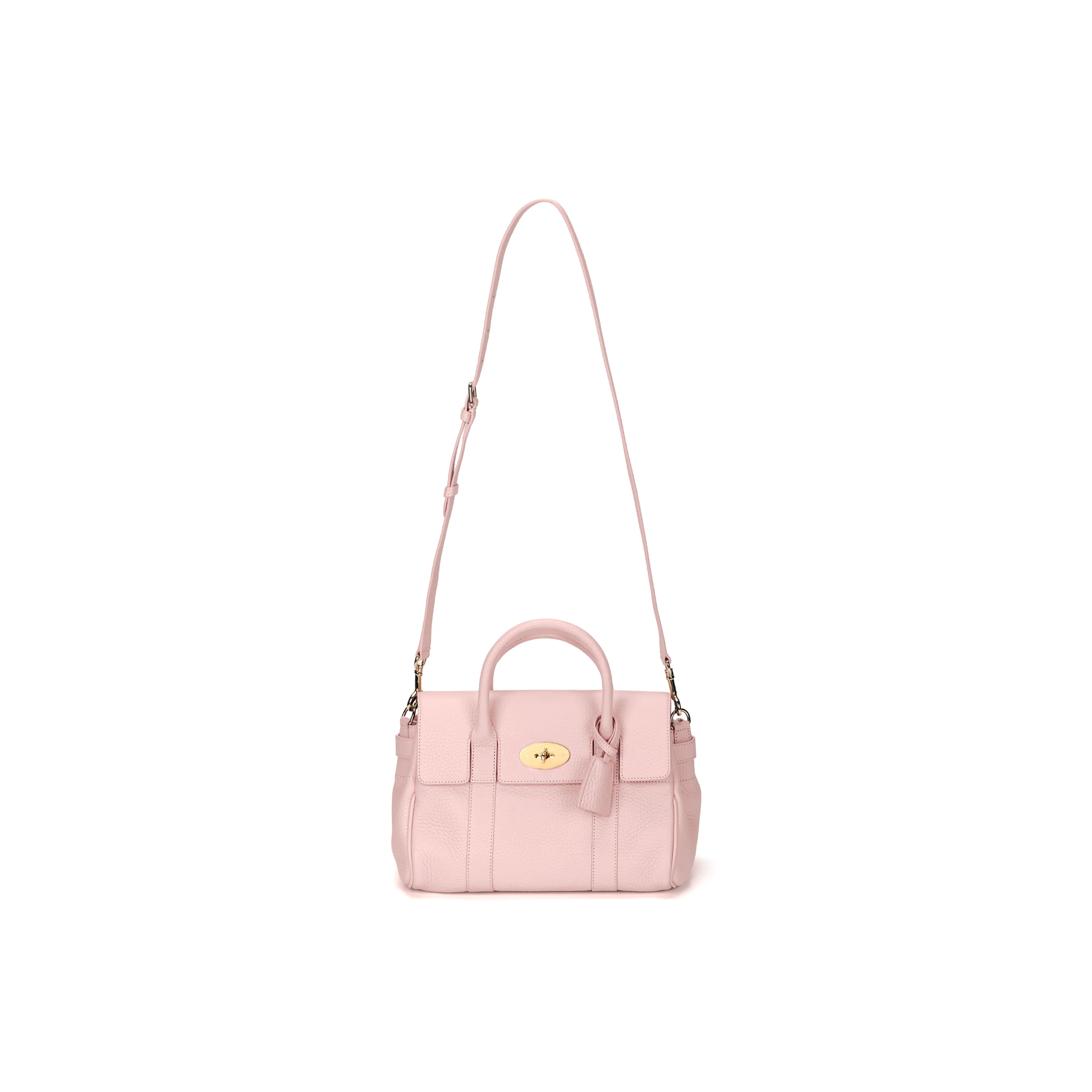 Mulberry Cow Leather Shoulder Bag, Crossbody Bag, Handbag Women's Pink Rose