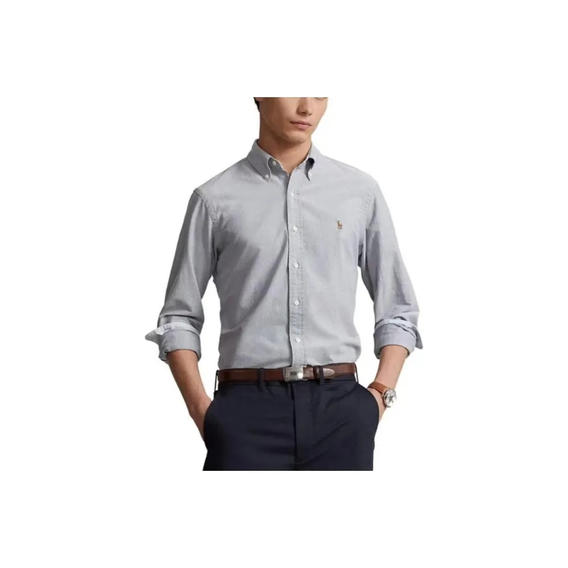 Polo Ralph Lauren Рубашка Мужская Светло-Серого Цвета