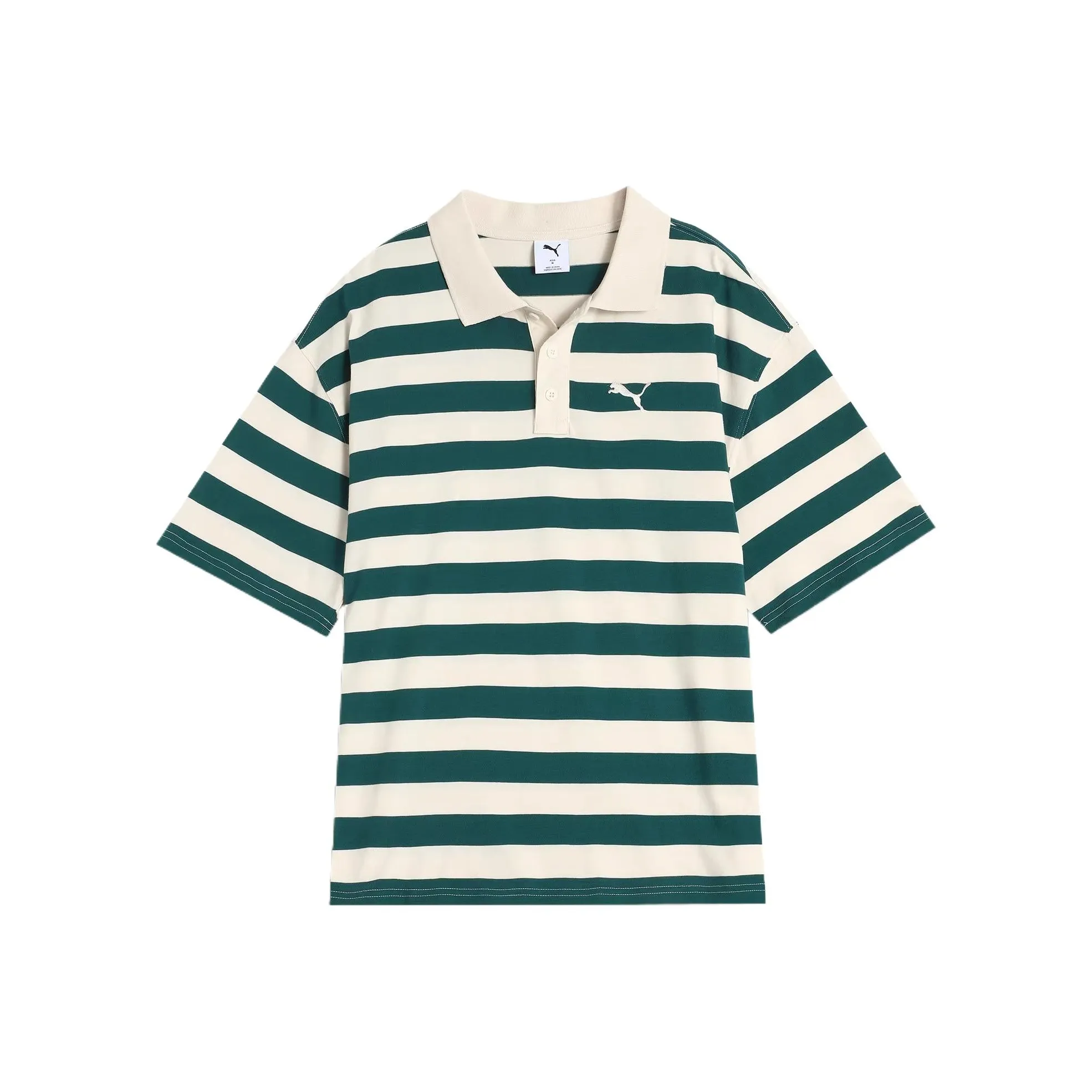 PUMA Striped SS25 WARDROBE ESS Polo Shirt Unisex Green