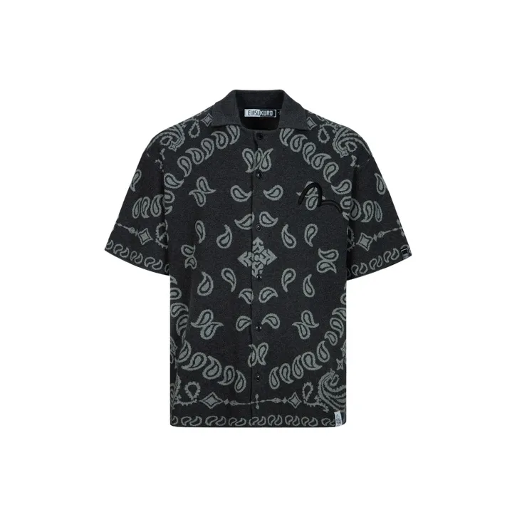 EVISU Shirts Men's All Over Charcoal Gray