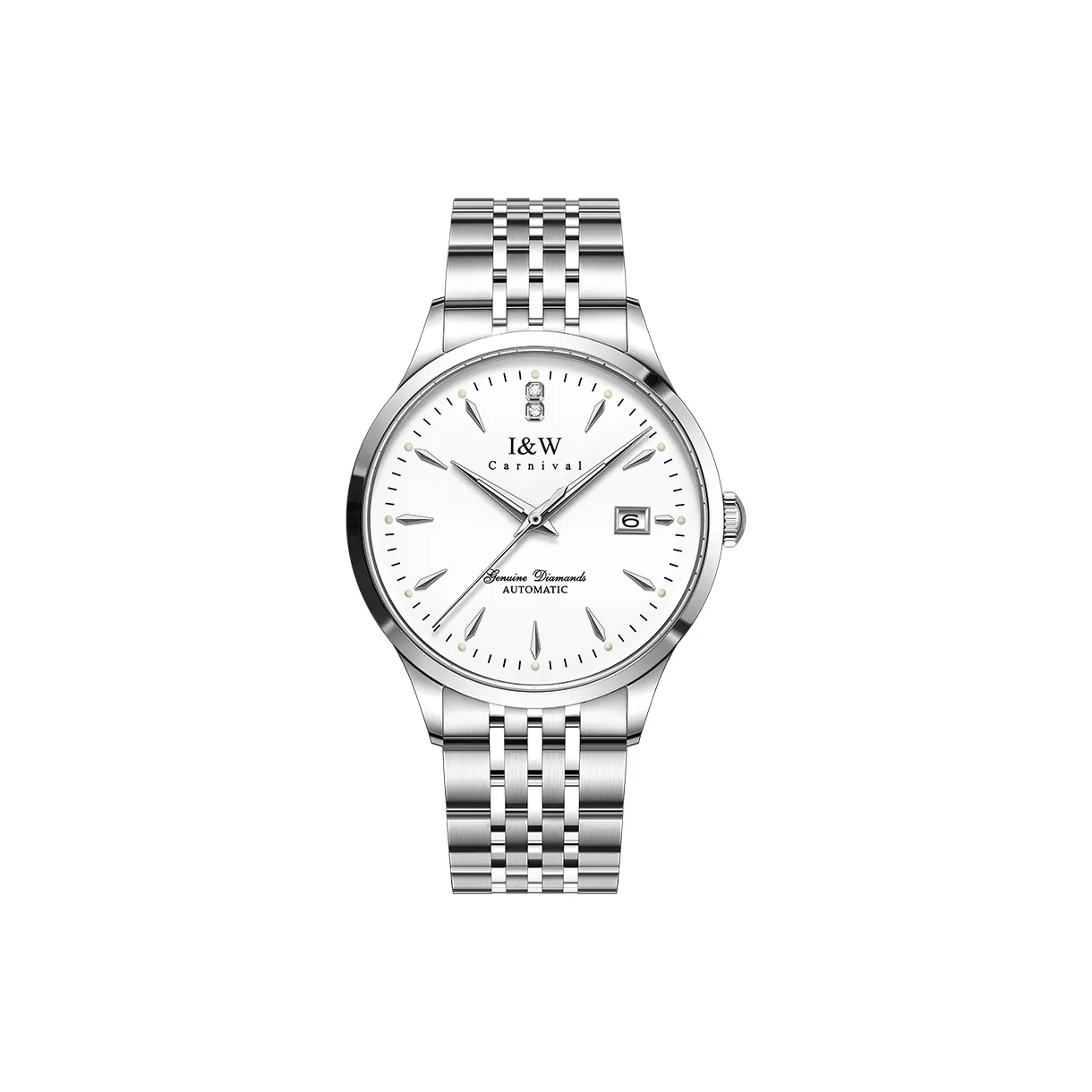 I W CARNIVAL HWGUOJI Автоматический Ручной Механизм Нержавеющая Сталь Ремешок Мужские Часы Белый Циферблат