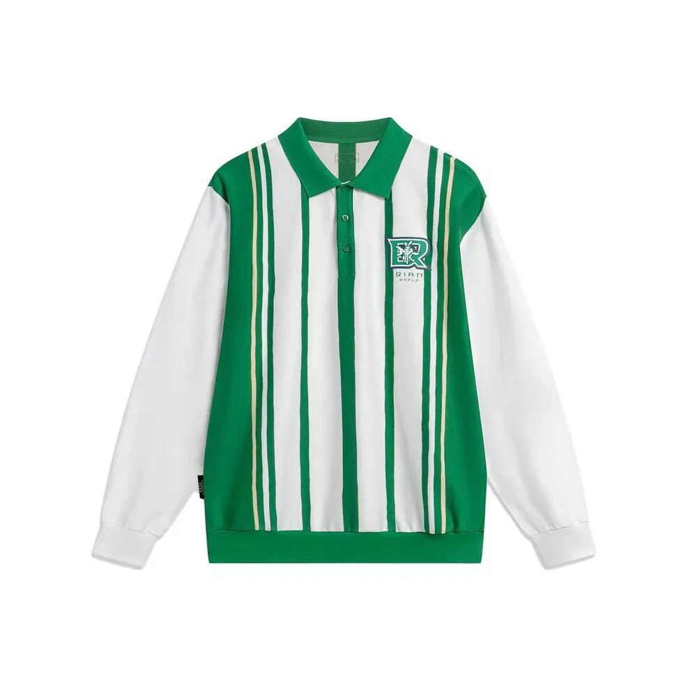 LINING Sports Life Collection Поло Мужское Зеленое Стандартное Белое Миндальное Карта