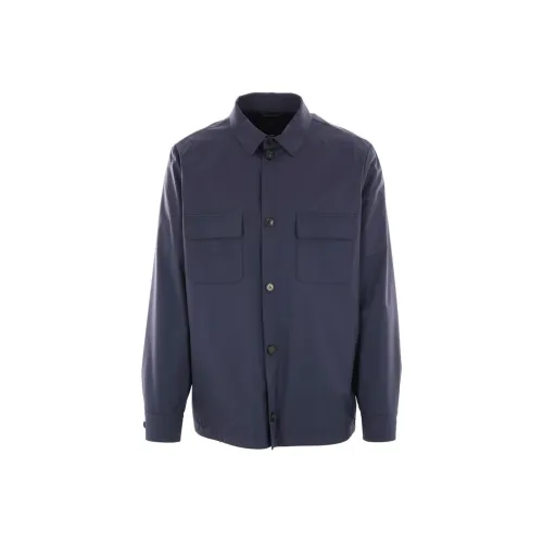 Loro Piana Темно-синие Мужские Рубашки