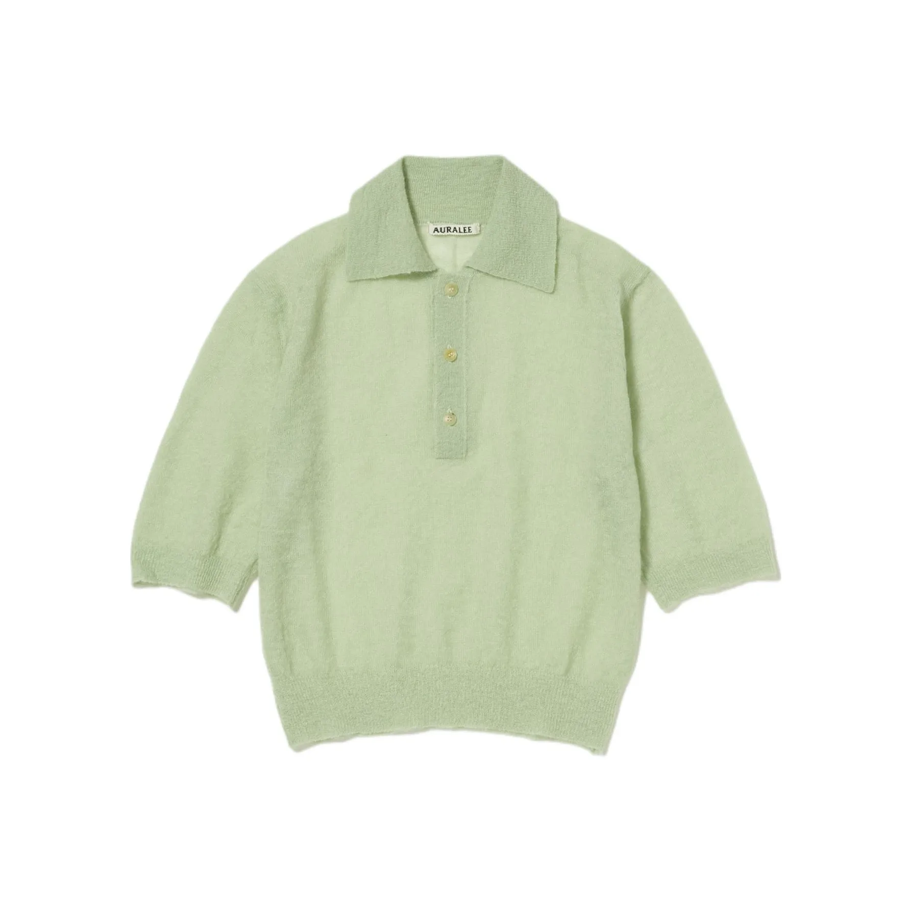 Auralee Kid Mohair Sheer Knit Polo