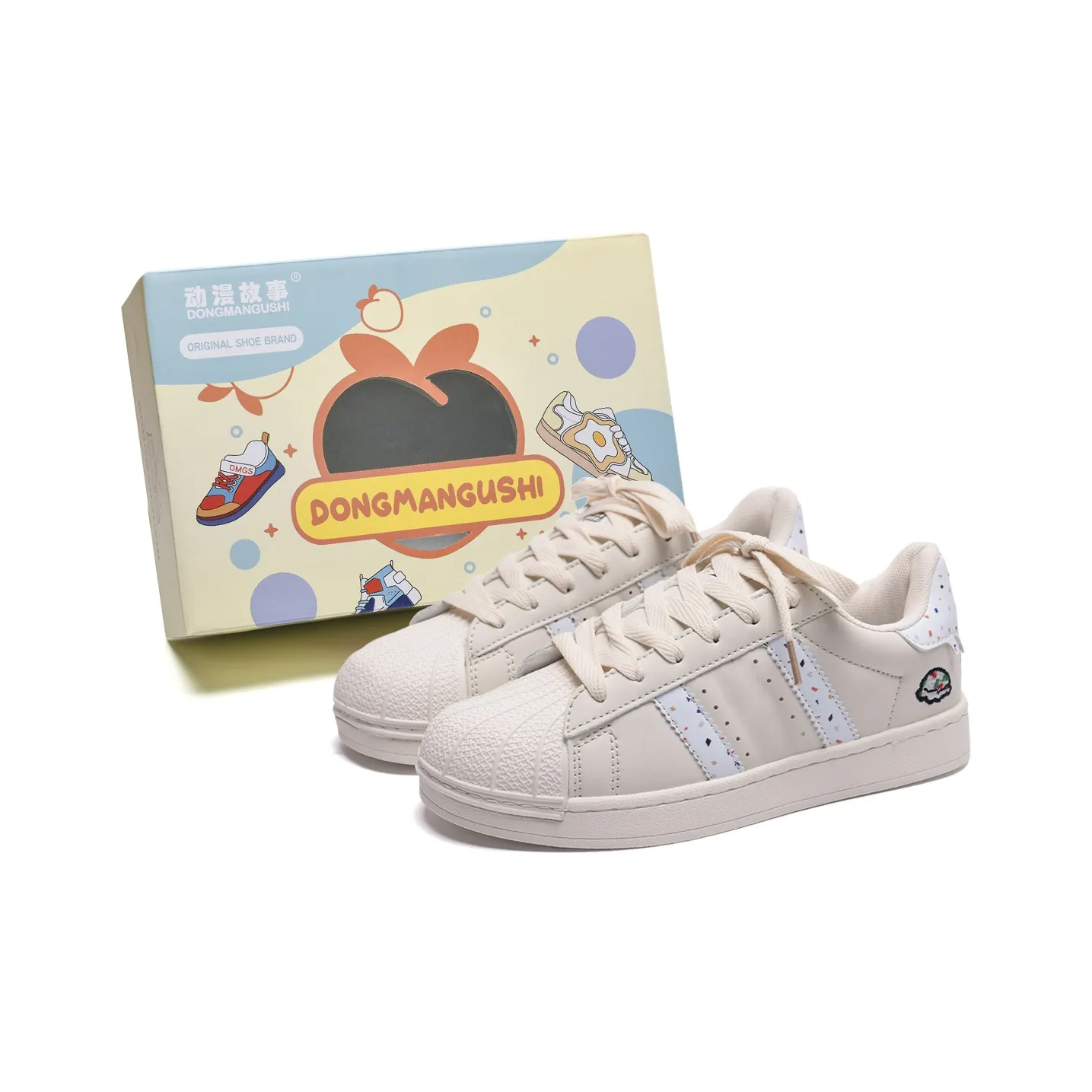 Anime Story Wear-resistant Lightweight Breathable And Non-slip. Low-Top Skateboard Shoes Women's Ecru Box Included