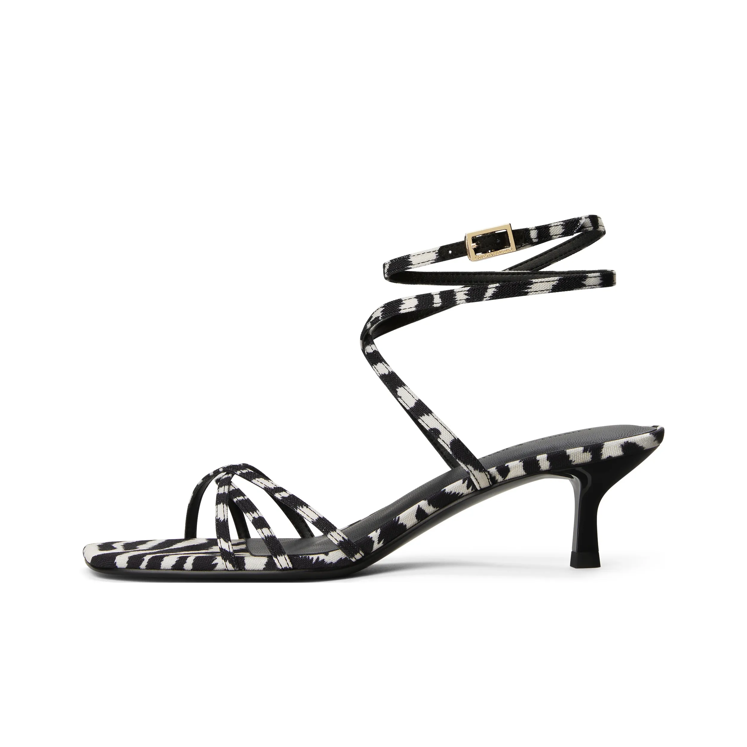 CHARLES KEITH Маленький ck one Ремень Сандалии 5cm Женские Принт с животными Натуральный черный белый