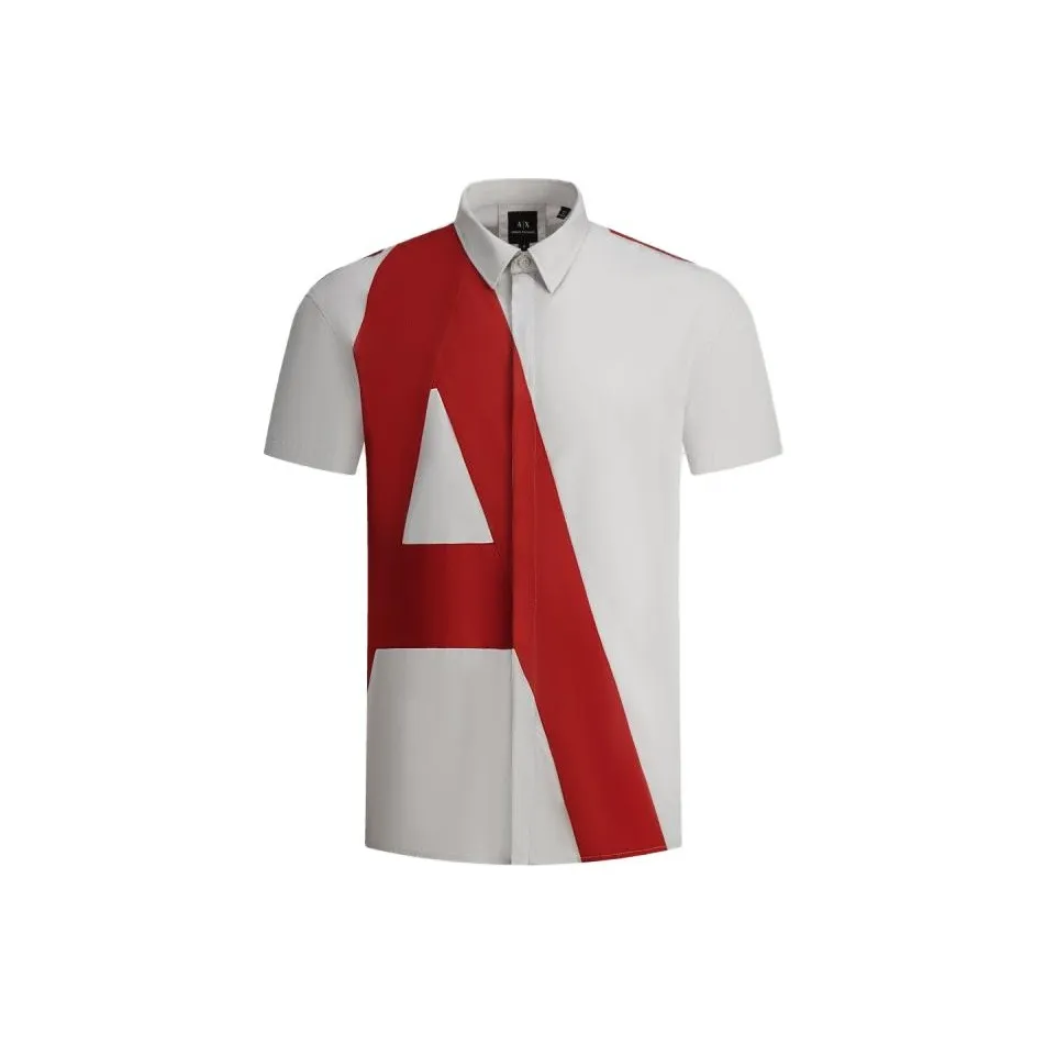 ARMANI EXCHANGE SS23 Men's Pointed Collar Short-Sleeve Shirt Gray