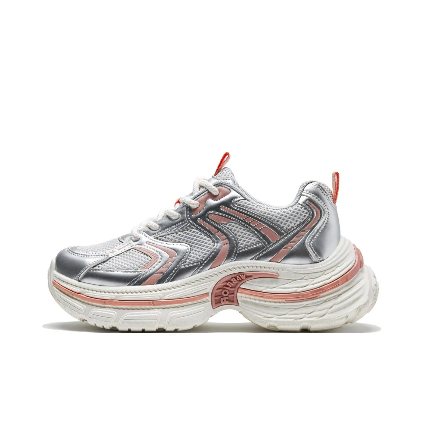 Warrior противоскользящие и износостойкие увеличивающие высоту низкие топовые кроссовки с толстой подошвой женские серебряные оранжево-розовые