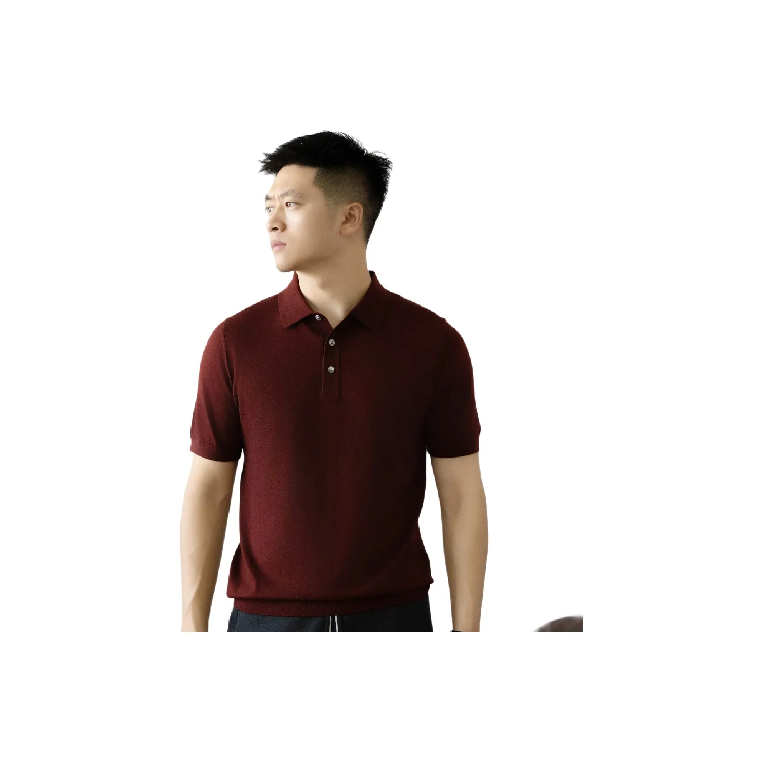 BILISISHANYANG Трикотаж Мода Летний Короткий Рукав POLO Однотонный T Рубашка Мужская