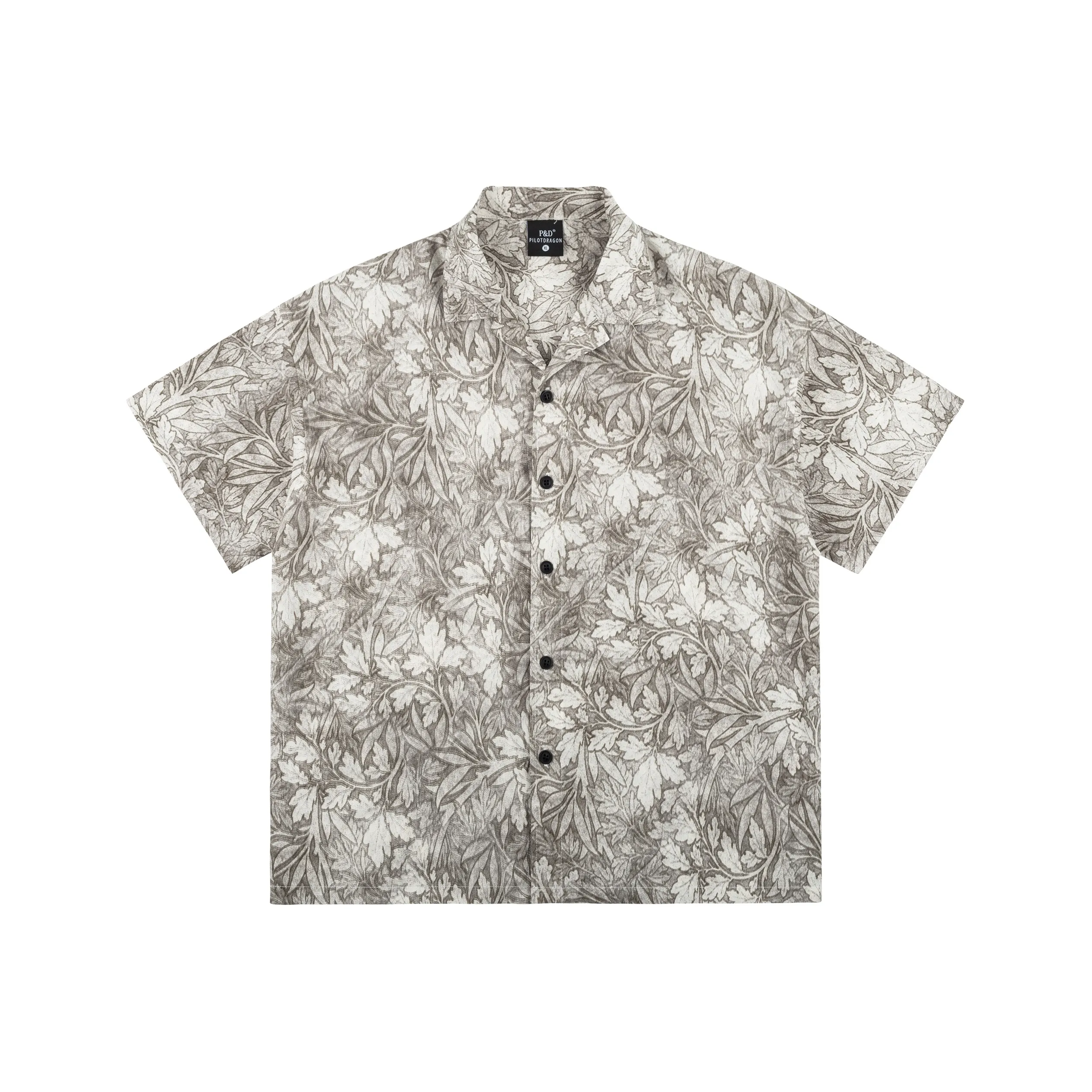 PILOTDRAGON Отложной воротник Короткий рукав Рубашка Унисекс Light Серый