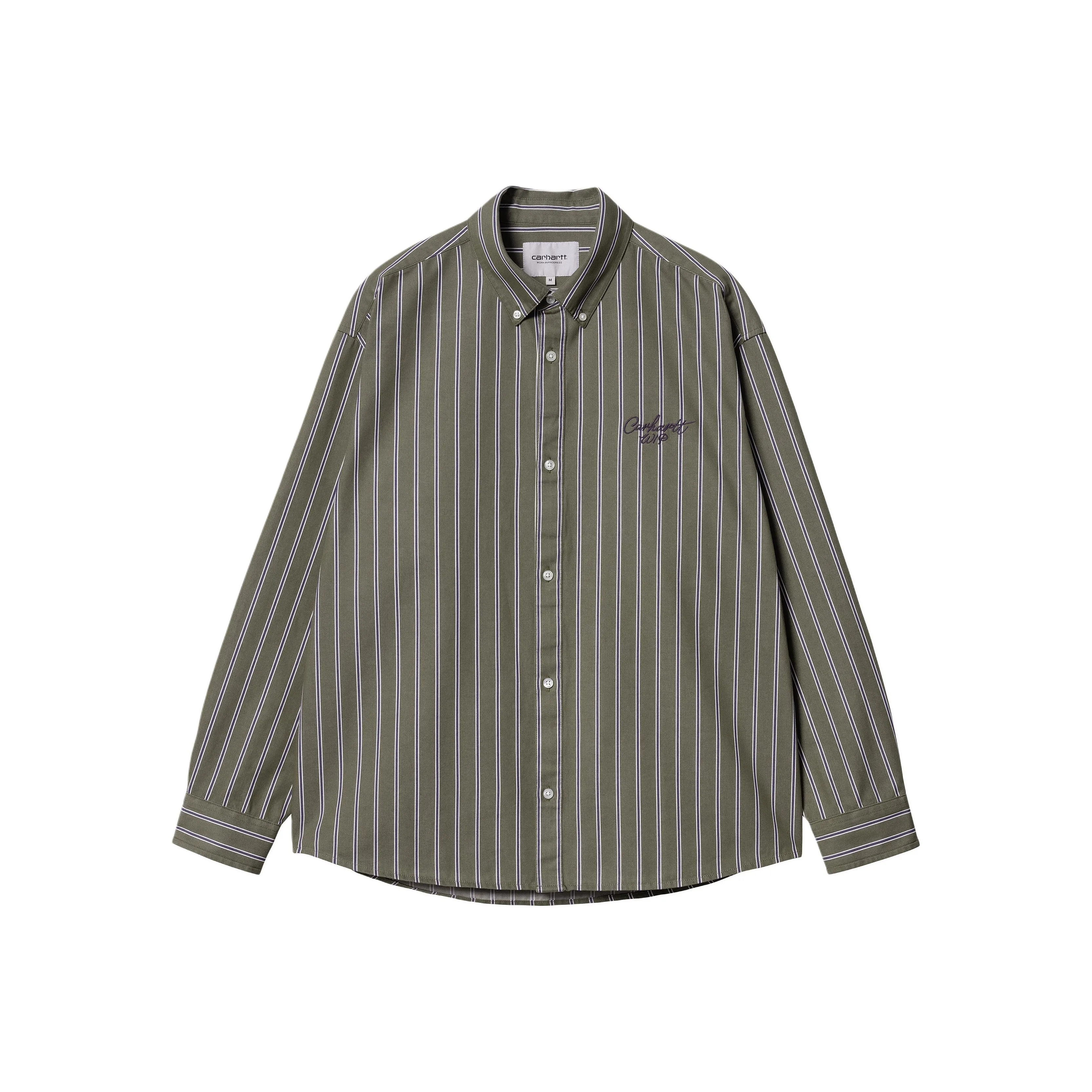 Carhartt WIP FW24 R Fullscreen L S Signature Рубашка Мужская Office Зеленая